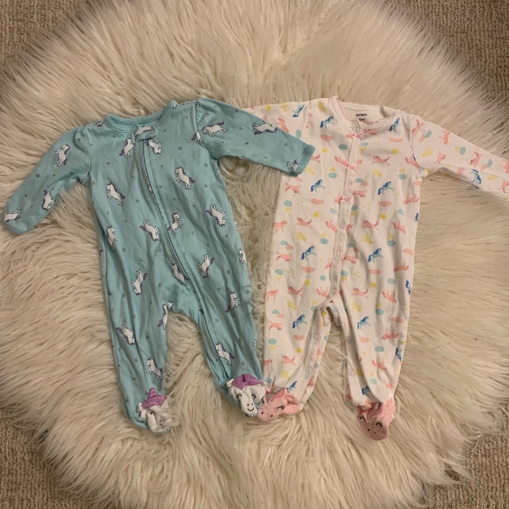 💛Baby Girl Carter’s Unicorn Sleeper Bundle